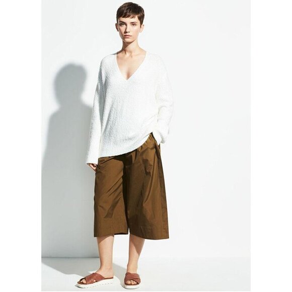 VINCE ITALIAN YARN WHITE TEXTURED TUNIC VNECK SWEATER SZ XS - Picture 4 of 10